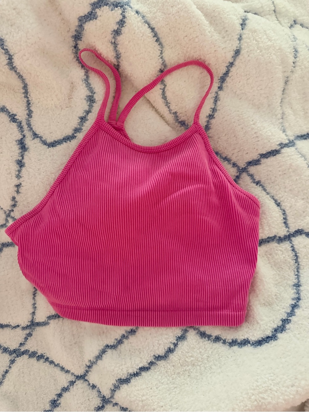Target Ribbed Halter Crop Sports Bra in Hot Pink